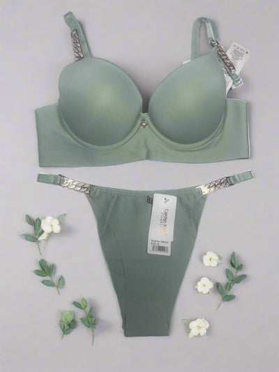 LOOP BUCKLE THIN PAD BRA SET SILK STUFF